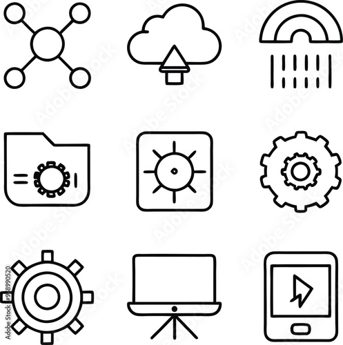 Elegant Tech Symbol Line Art Designs