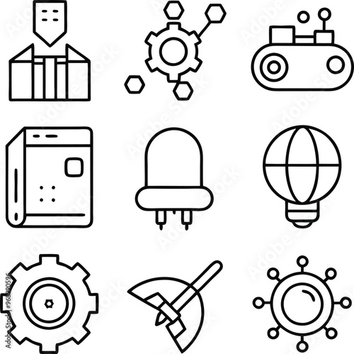 Elegant Tech Symbol Line Art Designs