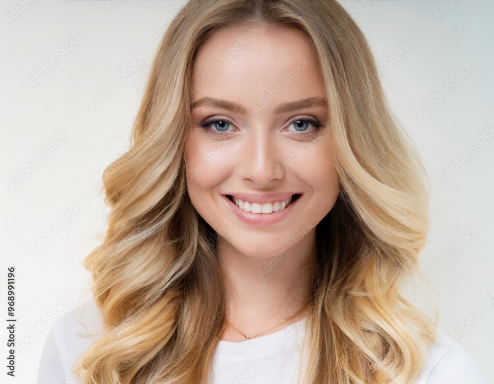 Smiling Beautiful Woman with Long Hair Isolated on White Background Smiling Beautiful Woman with Long Hair Isolated on White Background