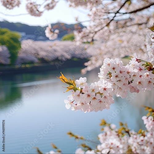 Sakura cherry blossom full bloom at Asukayama park photo