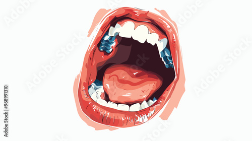 Abstract Open Mouth Flat Vector Isolated on White Background