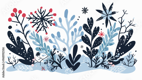 Abstract Scandinavian Winter Background Element Flat