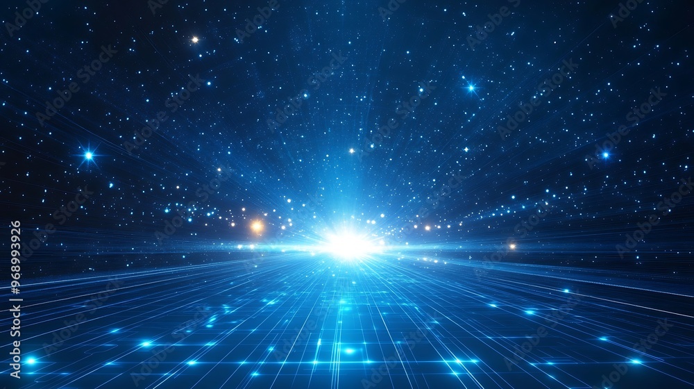A stunning cosmic scene featuring a bright light source surrounded by stars, evoking the mysteries of the universe. A stunning cosmic scene featuring a bright light source surrounded by stars, evoking the mysteries of the universe.