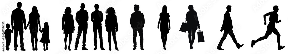 People silhouette png cut out element set People silhouette png cut out element set