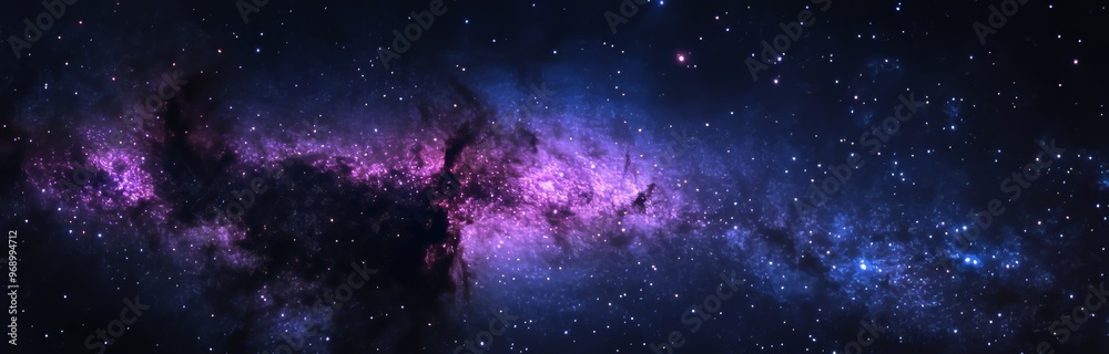 Fototapeta premium Starry sky and colorful nebula in the background of a cosmic scene