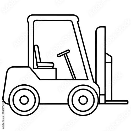 forklift machine outline coloring book page line art drawing