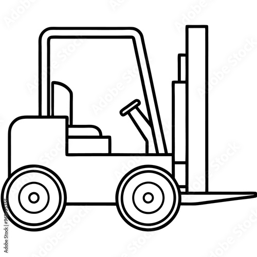forklift machine outline coloring book page line art drawing
