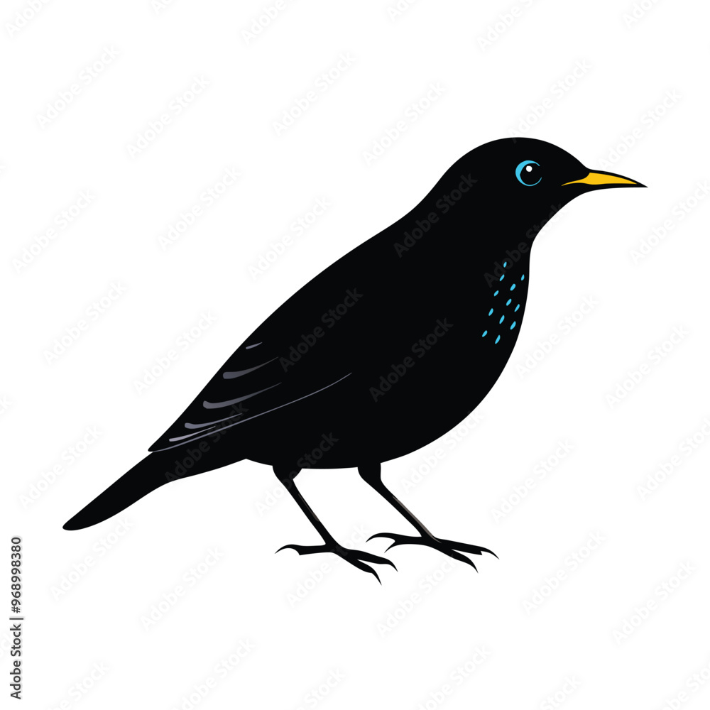 Obraz premium a Beautiful Starling bird silhouette vector art illustration, isolated white background, 