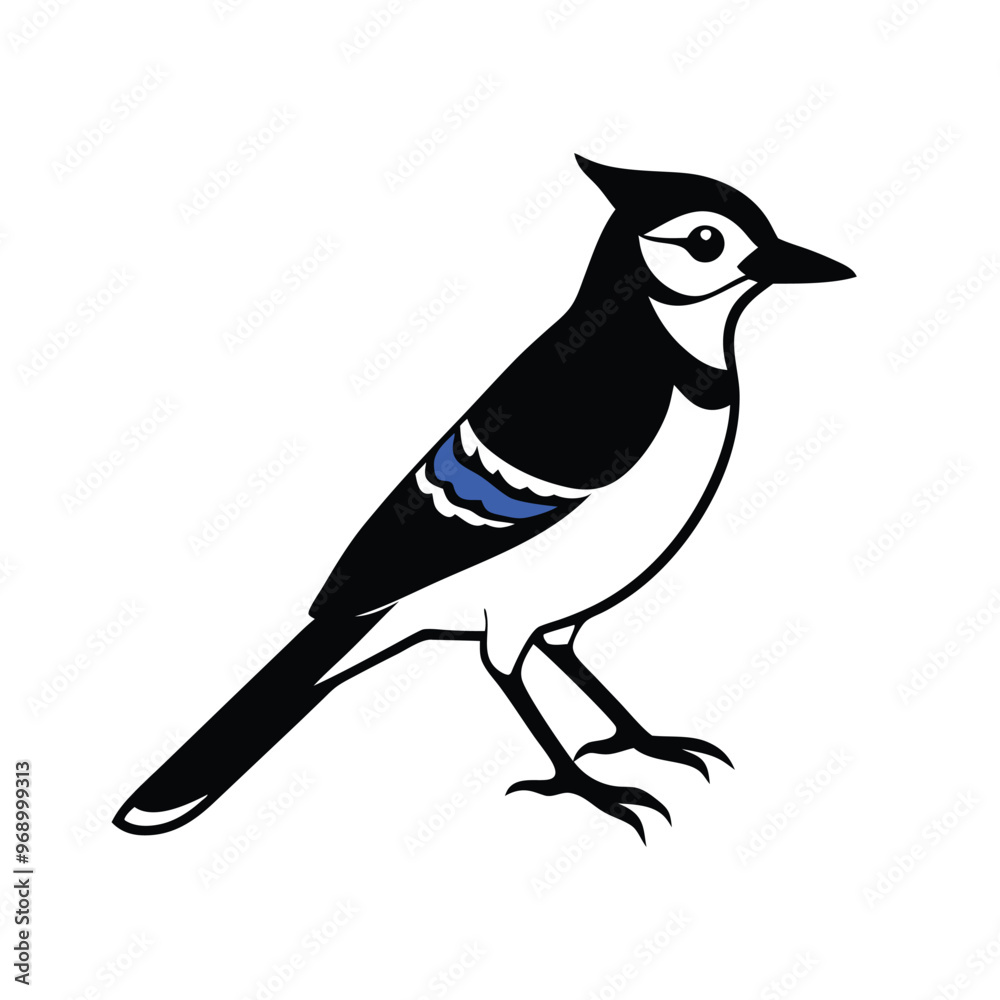 a blue jay, silhouette vector art illustration, isolated white background a blue jay, silhouette vector art illustration, isolated white background