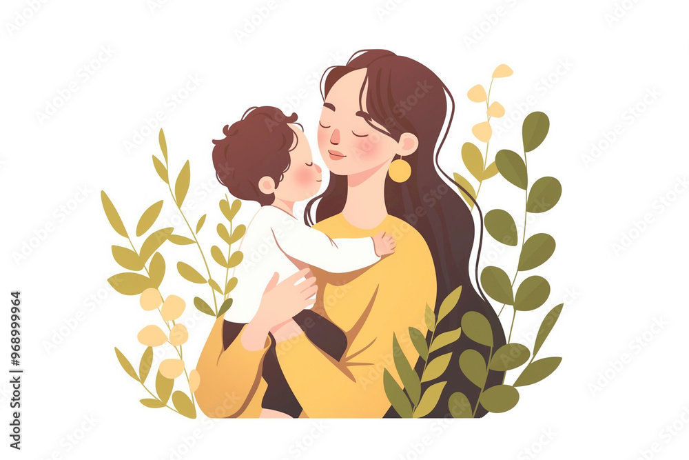 A mother hugs her bay. Illustration for mother's day.
A mother hugs her bay. Illustration for mother's day.