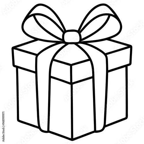 gift box with bow outline coloring book page line art drawing
