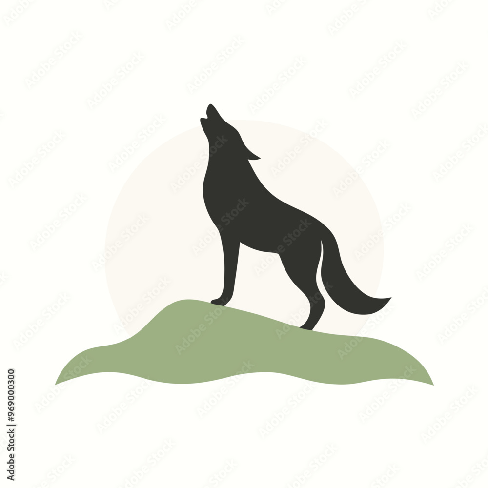 a Coyote standing on a hill, silhouette vector art illustration, isolated white background, a Coyote standing on a hill, silhouette vector art illustration, isolated white background,