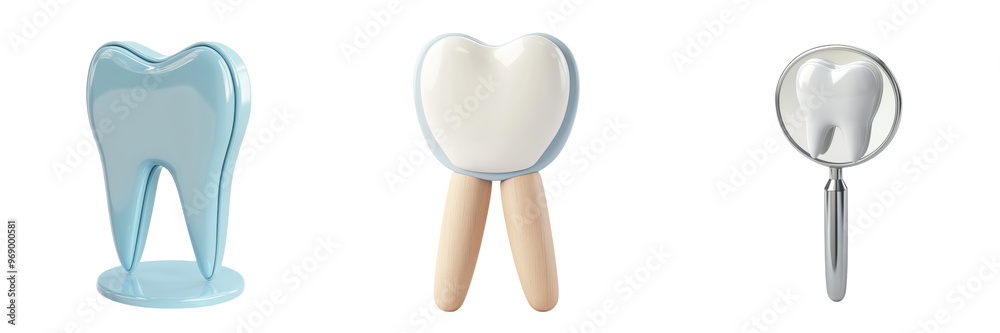 Set of three dental icons representing a tooth, dental care concept, and a dental mirror. Ideal for dentistry or health-related projects. Set of three dental icons representing a tooth, dental care concept, and a dental mirror. Ideal for dentistry or health-related projects.