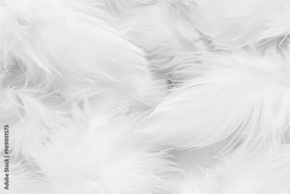 Abstract Softness Single White Feather Atop a Cloud of Delicate Plumes, Subtle Texture, Close-Up Abstract Softness Single White Feather Atop a Cloud of Delicate Plumes, Subtle Texture, Close-Up