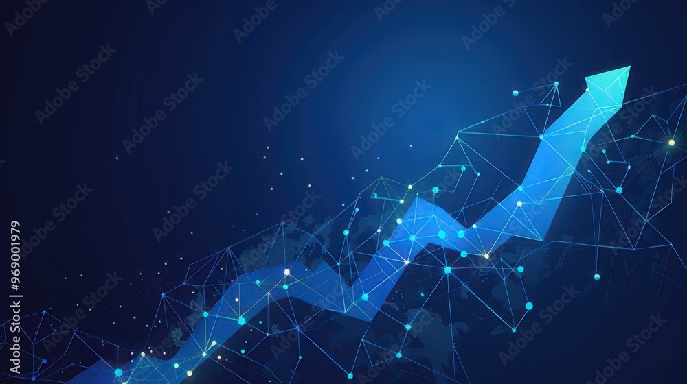 Digital growth represented by rising line graph Digital growth represented by rising line graph