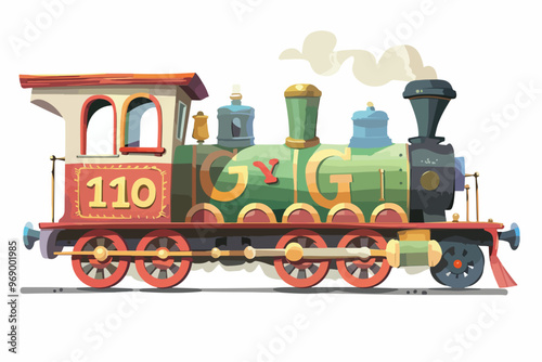 Colorful Cartoon English Alphabet Locomotive Clipart