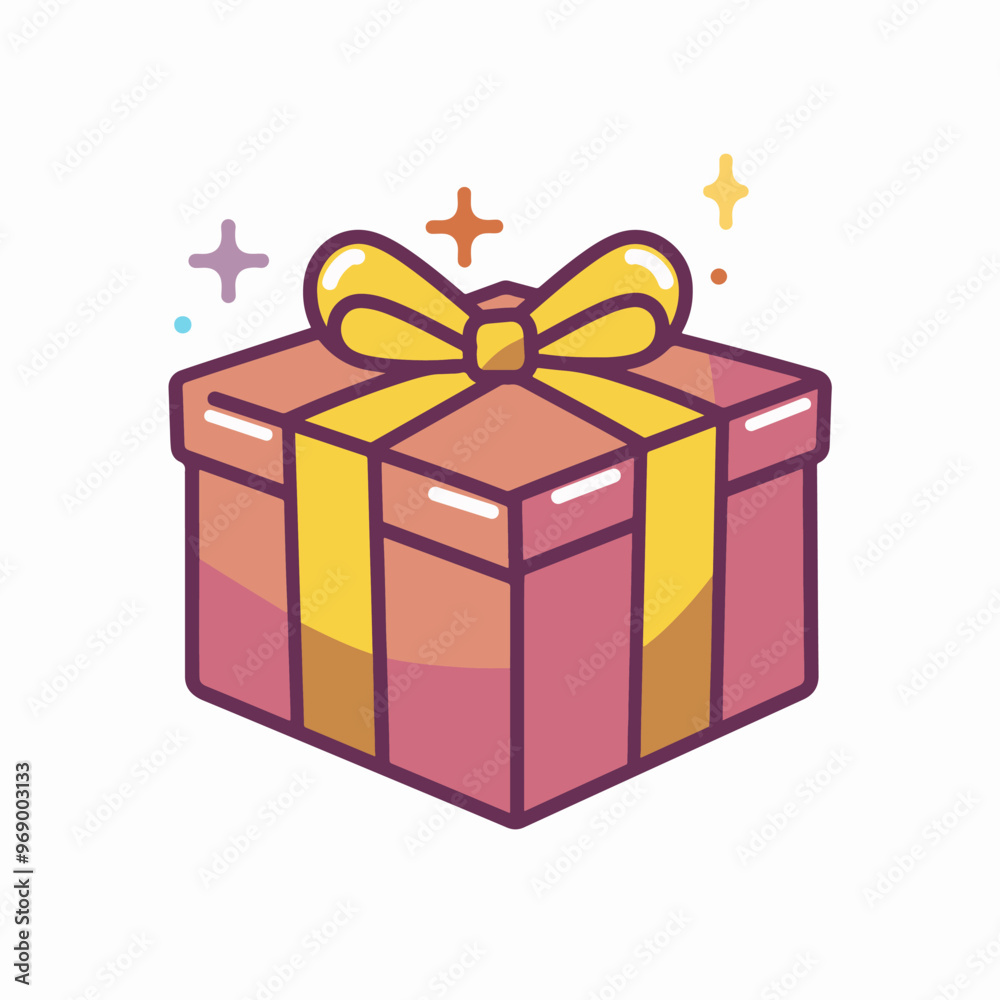 Obraz premium Bright gift box with a yellow bow, perfect for festive, playful, and cheerful design projects or events