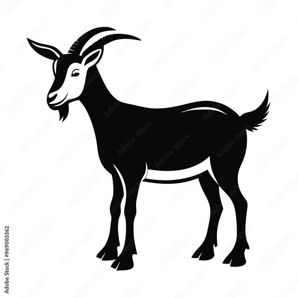 Fototapeta premium a goat, silhouette vector art illustration, isolated white background, 