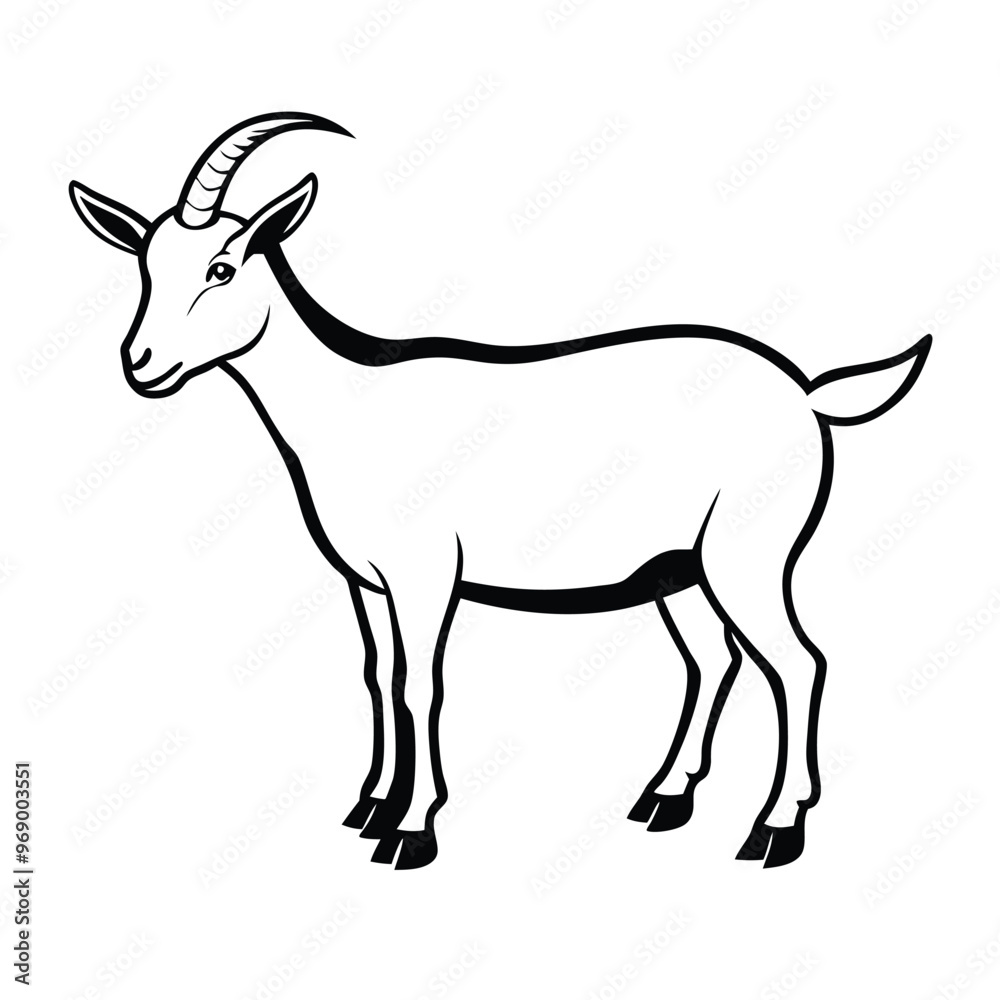 a goat, silhouette vector art illustration, isolated white background, a goat, silhouette vector art illustration, isolated white background,