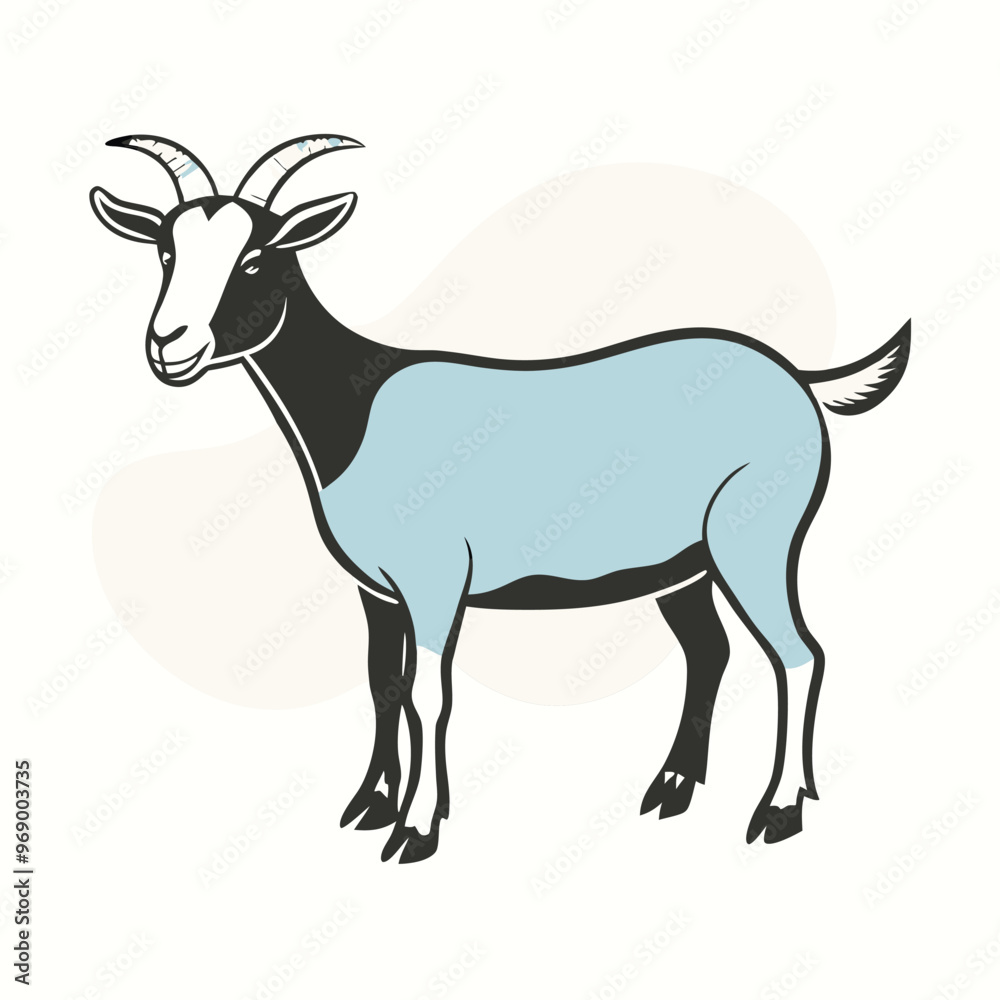 Fototapeta premium a goat, silhouette vector art illustration, isolated white background, 