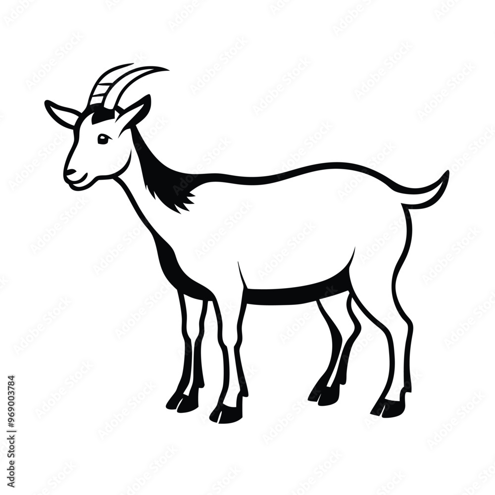 a goat, silhouette vector art illustration, isolated white background, a goat, silhouette vector art illustration, isolated white background,