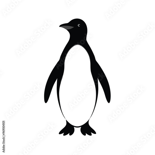 a Penguin, silhouette vector art illustration, isolated white background, 