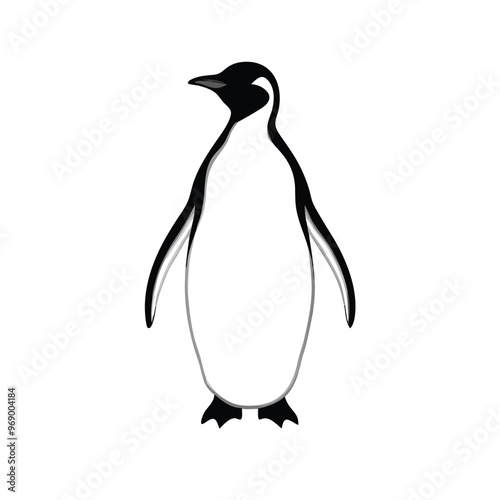 a Penguin, silhouette vector art illustration, isolated white background, 