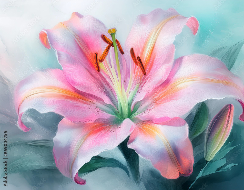Beautiful Pink Lily Flower Closeup Illustration Beautiful Pink Lily Flower Closeup Illustration