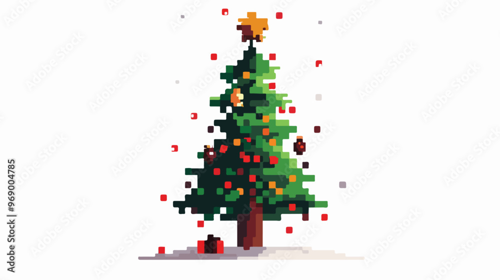 Christmas Pixel Tree Flat Vector Isolated on White Background Christmas Pixel Tree Flat Vector Isolated on White Background