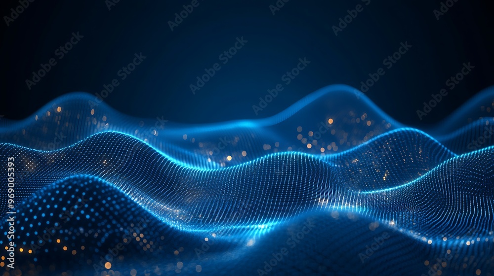 Abstract blue wave pattern with glowing lights and depth, perfect for technology, background, or digital design concepts. Abstract blue wave pattern with glowing lights and depth, perfect for technology, background, or digital design concepts.