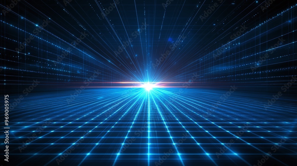 Abstract digital background with glowing grid and light rays, perfect for sci-fi themes, technology, and futuristic designs. Abstract digital background with glowing grid and light rays, perfect for sci-fi themes, technology, and futuristic designs.