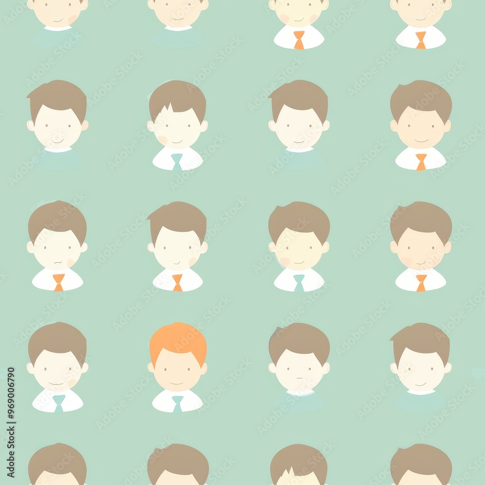 Seamless Pattern of Cartoon Boys with Diverse Hair Colors, Representing Diversity and Inclusion Seamless Pattern of Cartoon Boys with Diverse Hair Colors, Representing Diversity and Inclusion