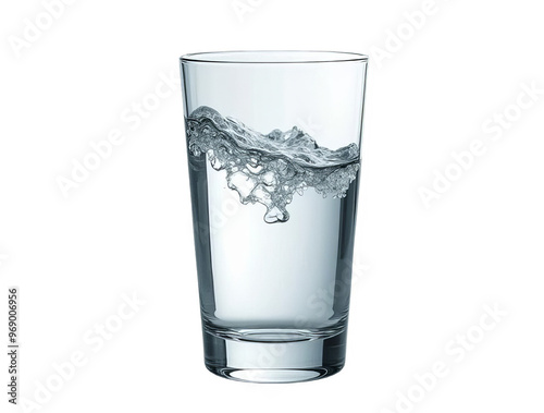 Glass of Clear Water with Ice Cubes Isolated on White or Transparent PNG