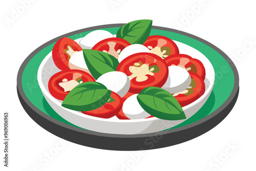 Caprese salad, vector illustration on white background