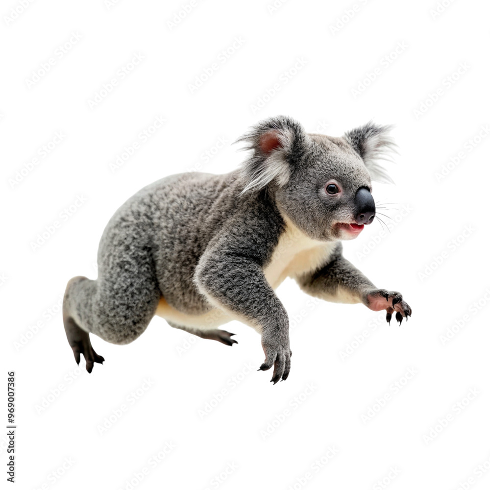 Fototapeta premium running koala ,isolated on white background , transparent png image