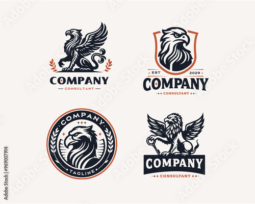Set Griffin Guardian Logo template for corporate business