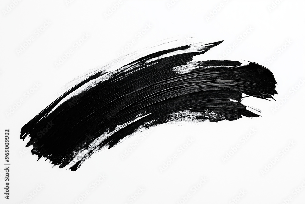 bright black brush stroke of paint on white background bright black brush stroke of paint on white background