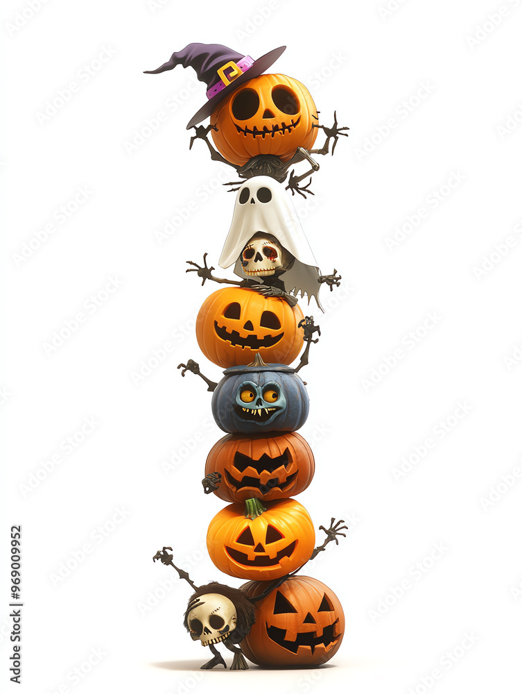 Obraz premium stack of Halloween characters, AI generated