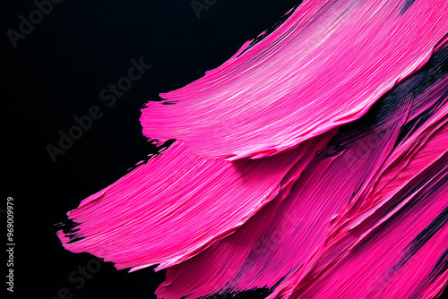 bright pink brush stroke paint on black background