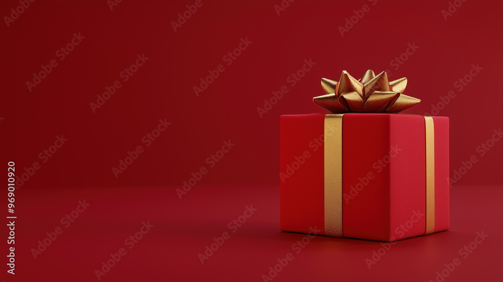 A red gift box isolated on a red background.
A red gift box isolated on a red background.