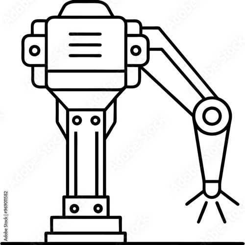 hydraulic breaker machine outline coloring book page line art drawing