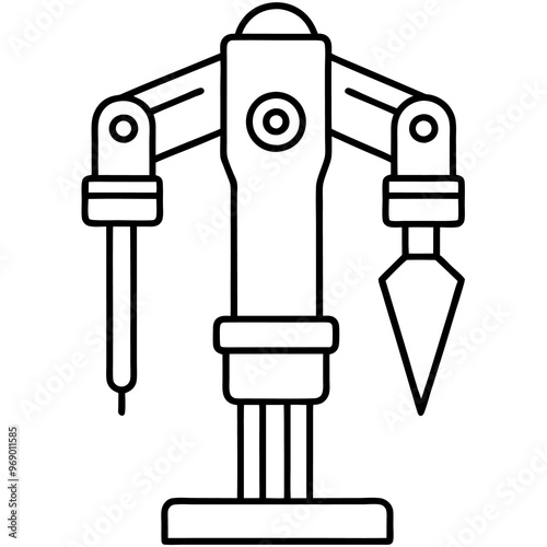 hydraulic breaker machine outline coloring book page line art drawing