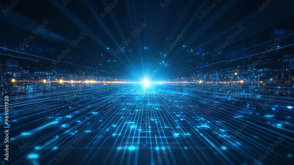 Dynamic light rays converge into a vibrant blue burst, creating a futuristic atmosphere perfect for technology and innovation themes. Dynamic light rays converge into a vibrant blue burst, creating a futuristic atmosphere perfect for technology and innovation themes.