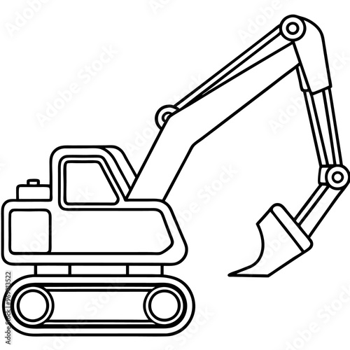 hydraulic excavator machine outline coloring book page line art drawing