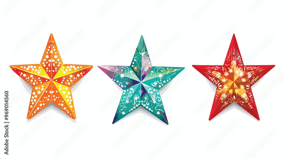 Christmas Star Icons Set Isolated on White Background Christmas Star Icons Set Isolated on White Background