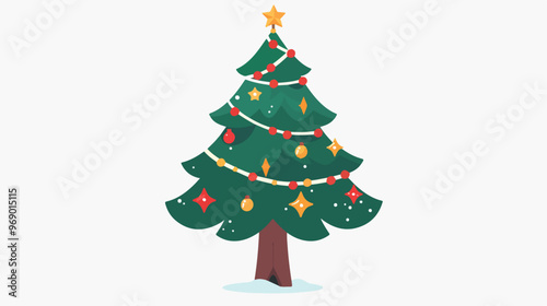 Christmas Tree Flat Vector Isolated on White Background