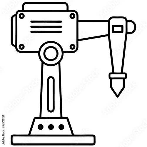 hydraulic hammer machine outline coloring book page line art drawing