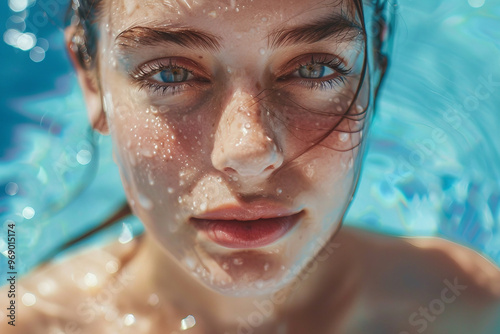 People resting by the poolside swimming in crystal clear turquoise water rich resort summer vacation Generative AI picture