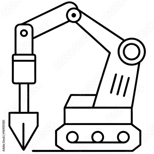 hydraulic hammer machine outline coloring book page line art drawing