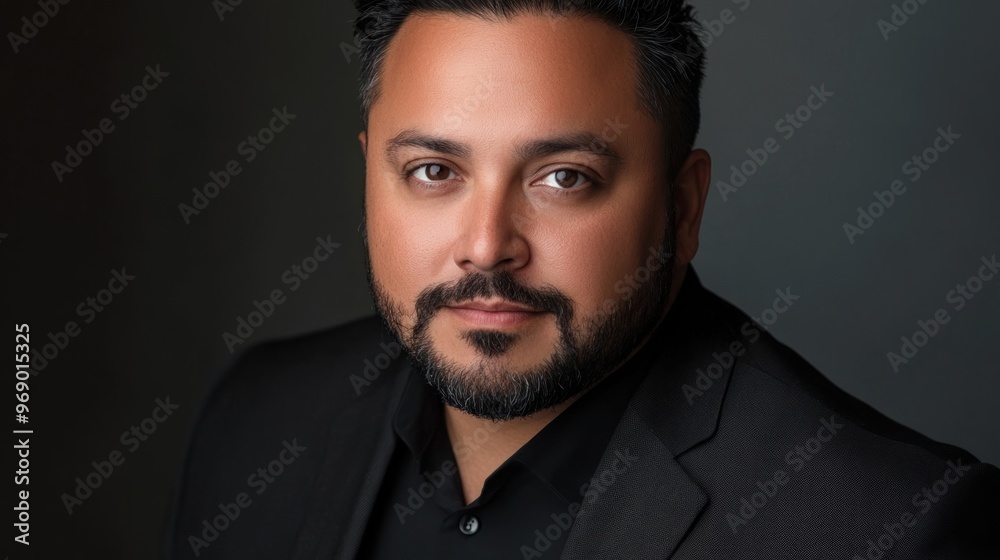 Fototapeta premium Close-up Portrait of a Man with a Beard and Black Blazer